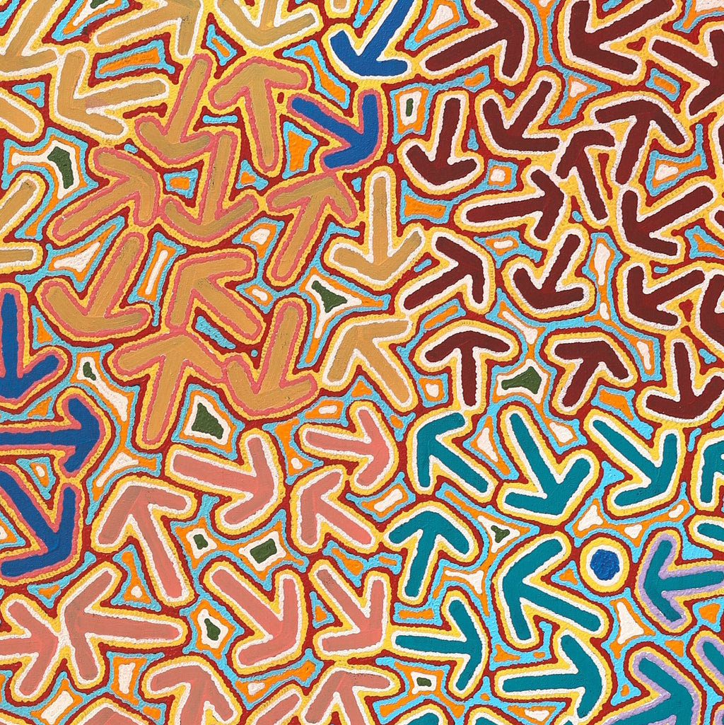 Aboriginal Artwork by Jeffrey Jangala Gallagher, Yankirri Jukurrpa (Emu Dreaming) - Ngarlikurlangu, 122x122cm
