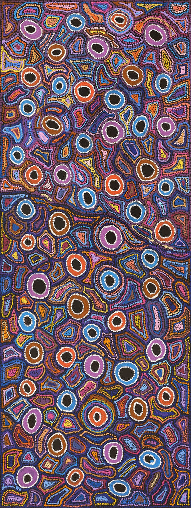Aboriginal Artwork by Joy Nangala Brown, Nguru Lappi Lappi-wana (Landscape around Lappi Lappi / Lake Mackay), 122x46cm