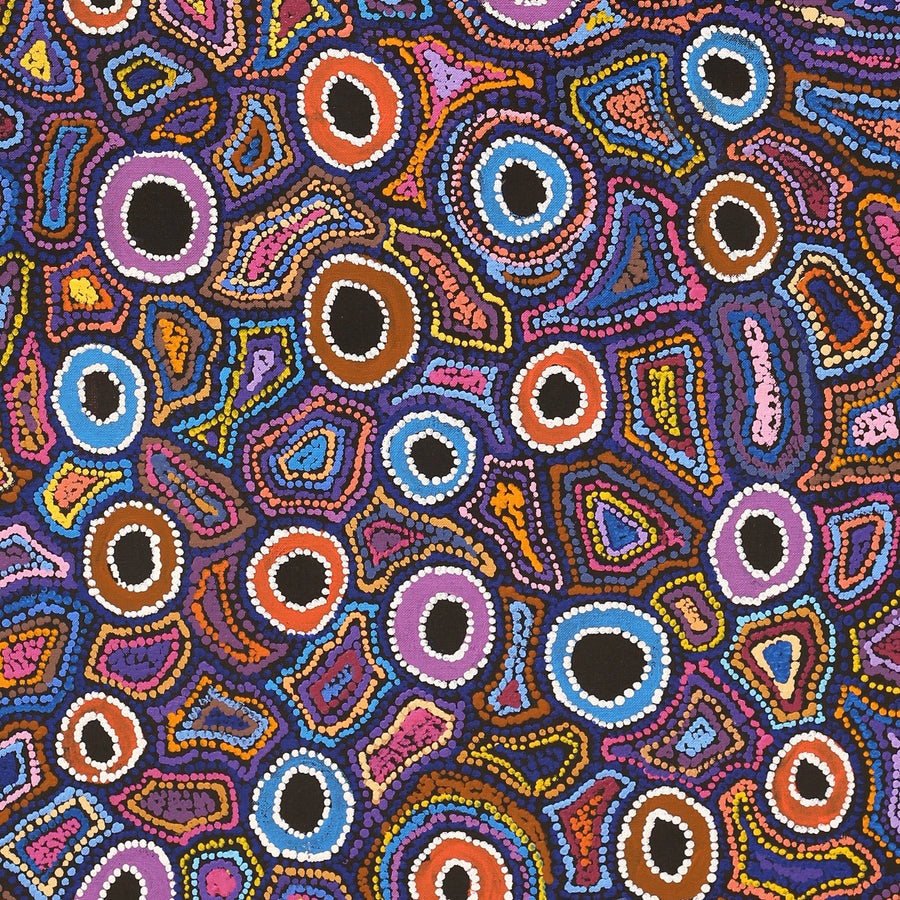 Aboriginal Artwork by Joy Nangala Brown, Nguru Lappi Lappi-wana (Landscape around Lappi Lappi / Lake Mackay), 122x46cm