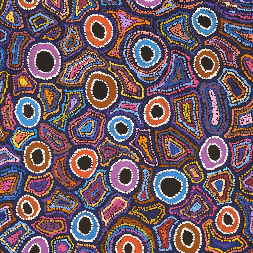 Aboriginal Art by Joy Nangala Brown, Nguru Lappi Lappi-wana (Landscape around Lappi Lappi / Lake Mackay), 122x46cm - ART ARK®