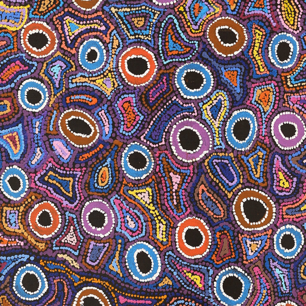 Aboriginal Art by Joy Nangala Brown, Nguru Lappi Lappi-wana (Landscape around Lappi Lappi / Lake Mackay), 122x46cm - ART ARK®