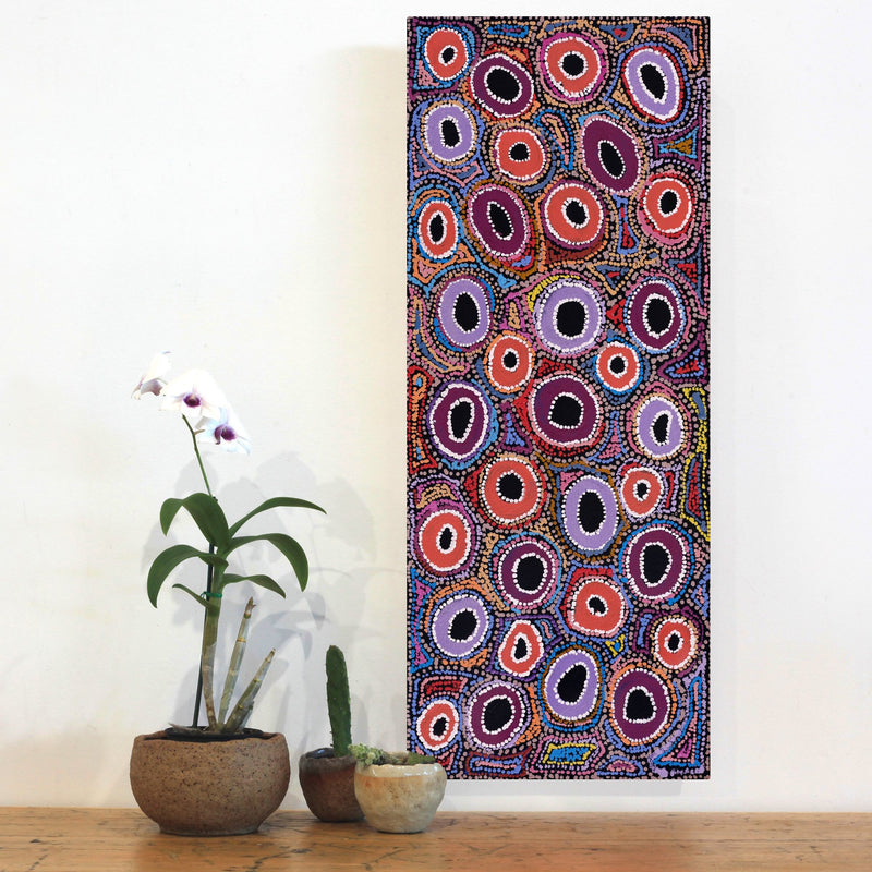 Aboriginal Artwork by Joy Nangala Brown, Yumari Jukurrpa, 76x30cm