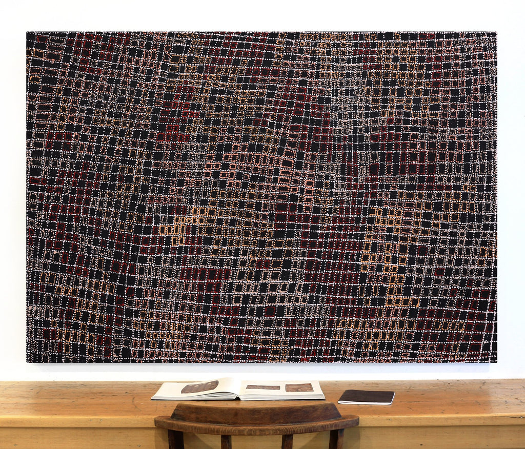 Aboriginal Artwork by Julie Nangala Robertson, Ngapa Jukurrpa (Water Dreaming) - Pirlinyarnu, 152x107cm