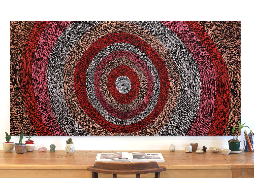 Aboriginal Artwork by Julie Nangala Robertson, Mina Mina Jukurrpa (Mina Mina Dreaming), 182x91cm