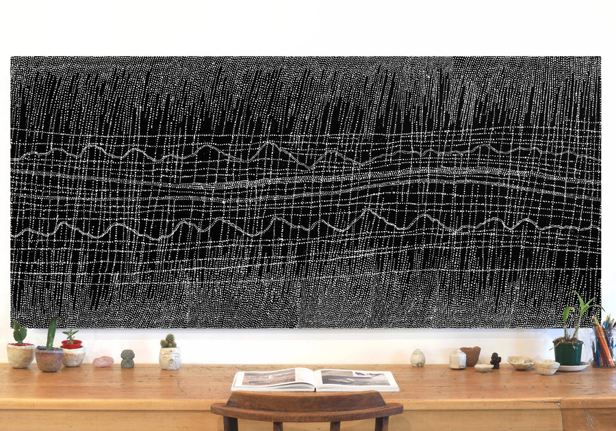 Aboriginal Artwork by Julie Nangala Robertson, Ngapa Jukurrpa (Water Dreaming) - Pirlinyarnu, 203x91cm
