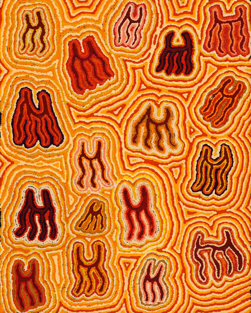 Aboriginal Art by Kelly Napanangka Michaels, Majardi Jukurrpa (Hair-string Belt Dreaming), 76x61cm - ART ARK®