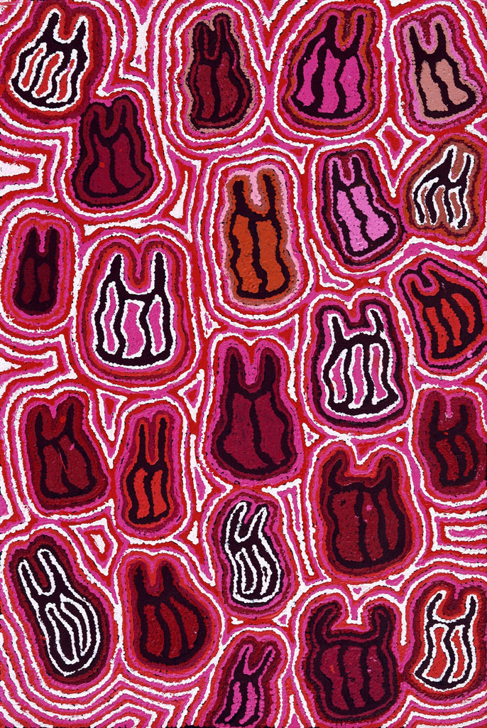 Aboriginal Artwork by Kelly Napanangka Michaels, Majardi Jukurrpa (Hair-string Belt Dreaming), 91x61cm