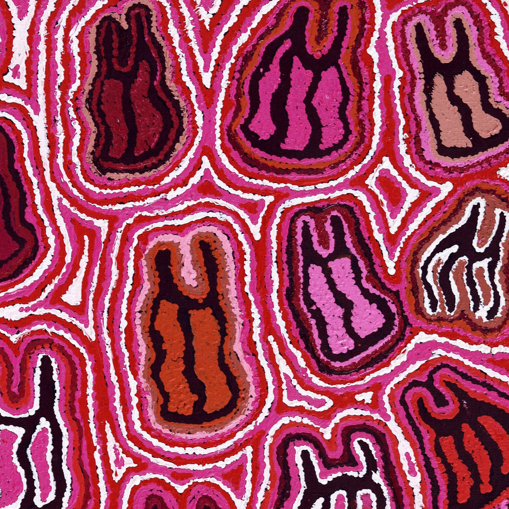 Aboriginal Artwork by Kelly Napanangka Michaels, Majardi Jukurrpa (Hair-string Belt Dreaming), 91x61cm