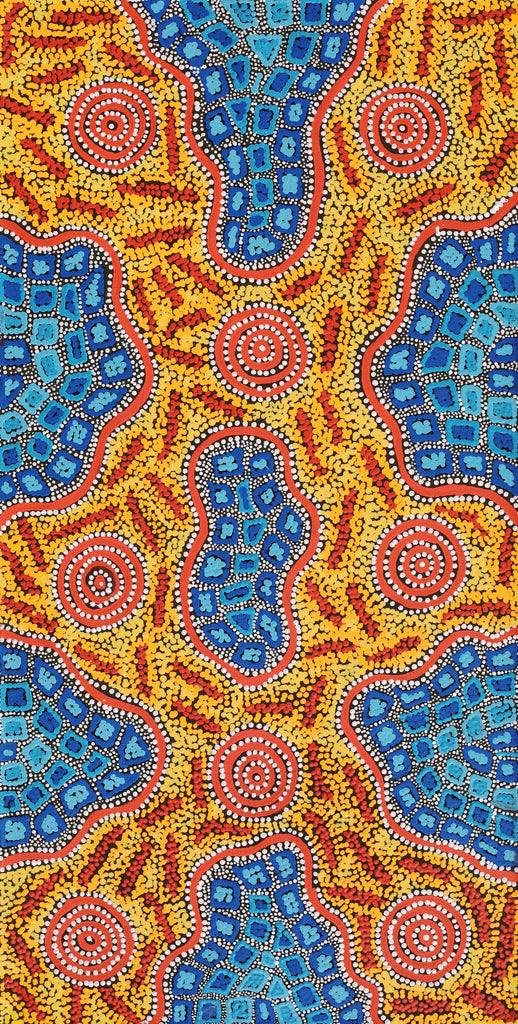 Aboriginal Artwork by Kirsty-Anne Napanangka Martin, Mina Mina Jukurrpa - Ngalyipi, 91x46cm - ART ARK®
