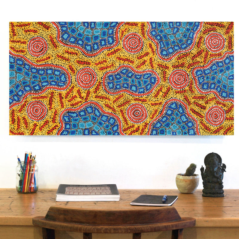 Aboriginal Artwork by Kirsty-Anne Napanangka Martin, Mina Mina Jukurrpa - Ngalyipi, 91x46cm