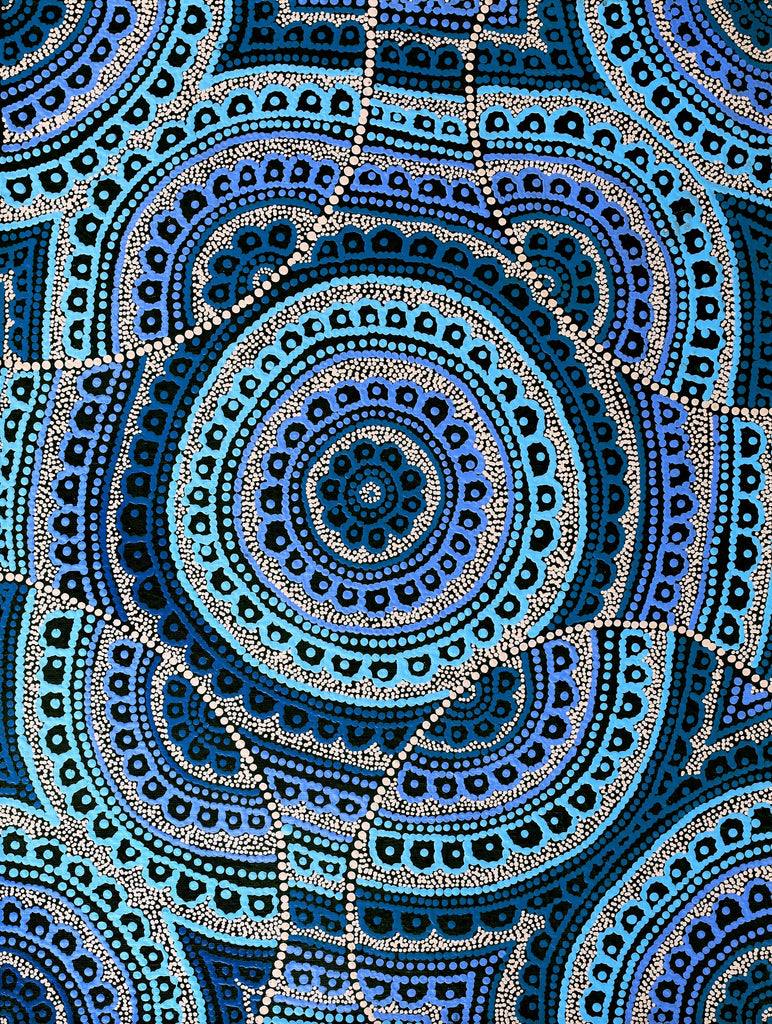 Aboriginal Artwork by Kirsty-Anne Napanangka Martin, Ngalyipi Jukurrpa (Snakevine Dreaming) - Mina Mina, 61x46cm