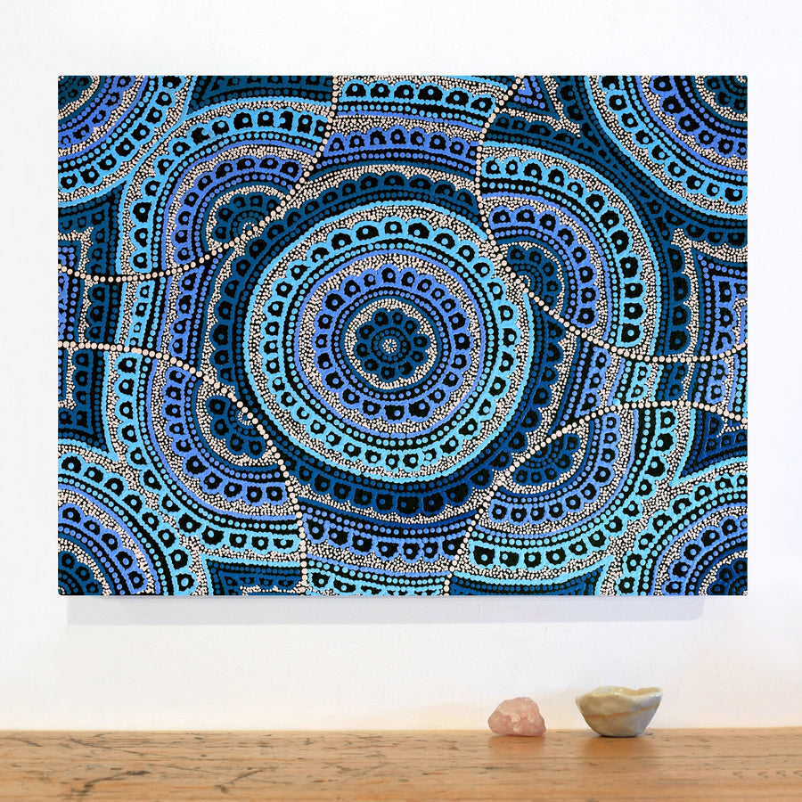 Aboriginal Artwork by Kirsty-Anne Napanangka Martin, Ngalyipi Jukurrpa (Snakevine Dreaming) - Mina Mina, 61x46cm