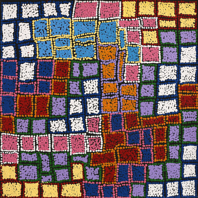 Aboriginal Artwork by Laketta Nampijinpa Turner, Pamapardu Jukurrpa - Warntungurru, 46x46cm