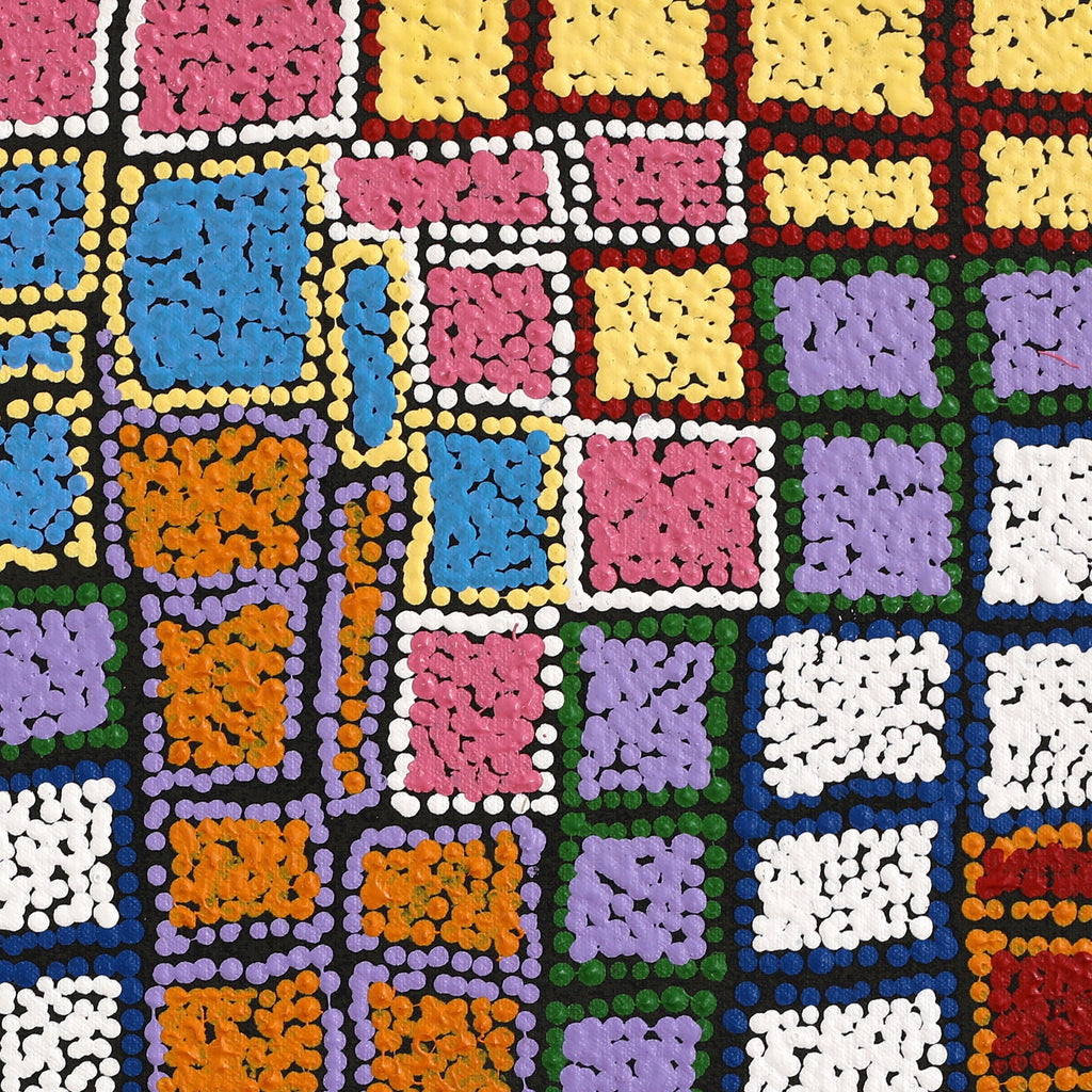 Aboriginal Artwork by Laketta Nampijinpa Turner, Pamapardu Jukurrpa - Warntungurru, 46x46cm
