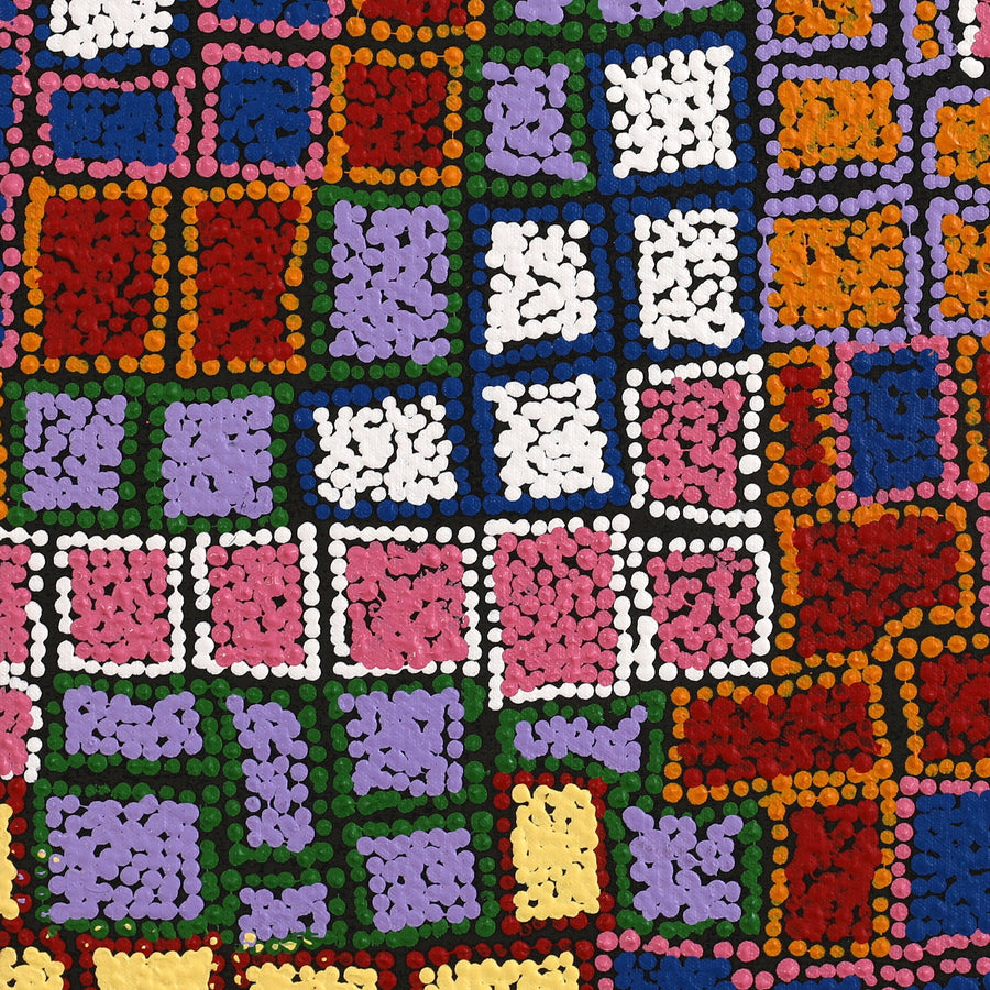 Aboriginal Artwork by Laketta Nampijinpa Turner, Pamapardu Jukurrpa - Warntungurru, 46x46cm