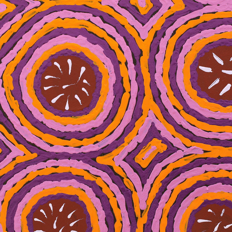 Aboriginal Artwork by Lorraine Napangardi Wheeler, Lukarrara Jukurrpa (Desert Fringe-rush Seed Dreaming), 30x30cm