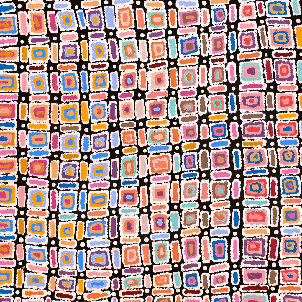 Aboriginal Artwork by Lynette Nangala Singleton, Ngapa Jukurrpa - Puyurru, 107x107cm