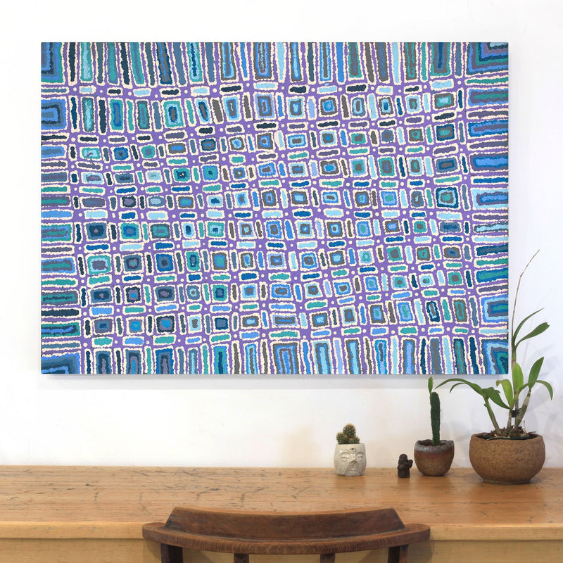 Aboriginal Artwork by Lynette Nangala Singleton, Ngapa Jukurrpa - Puyurru, 107x76cm