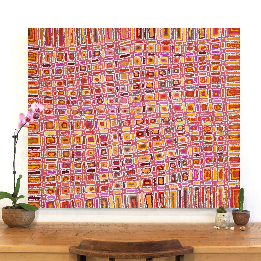 Aboriginal Artwork by Lynette Nangala Singleton, Ngapa Jukurrpa - Puyurru, 107x91cm