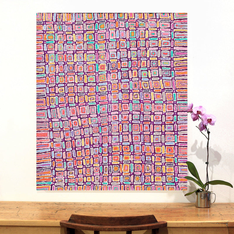 Aboriginal Artwork by Lynette Nangala Singleton, Ngapa Jukurrpa - Puyurru, 107x91cm