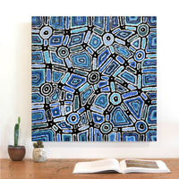 Aboriginal Artwork by Lynette Nangala Singleton, Ngapa Jukurrpa - Puyurru, 61x61cm