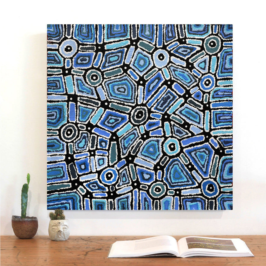 Aboriginal Artwork by Lynette Nangala Singleton, Ngapa Jukurrpa - Puyurru, 61x61cm