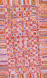 Aboriginal Artwork by Lynette Nangala Singleton, Ngapa Jukurrpa - Puyurru, 76x46cm