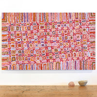 Aboriginal Artwork by Lynette Nangala Singleton, Ngapa Jukurrpa - Puyurru, 76x46cm