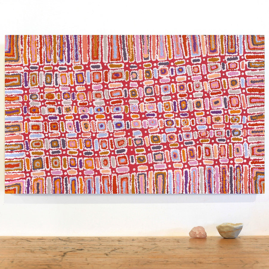 Aboriginal Artwork by Lynette Nangala Singleton, Ngapa Jukurrpa - Puyurru, 76x46cm