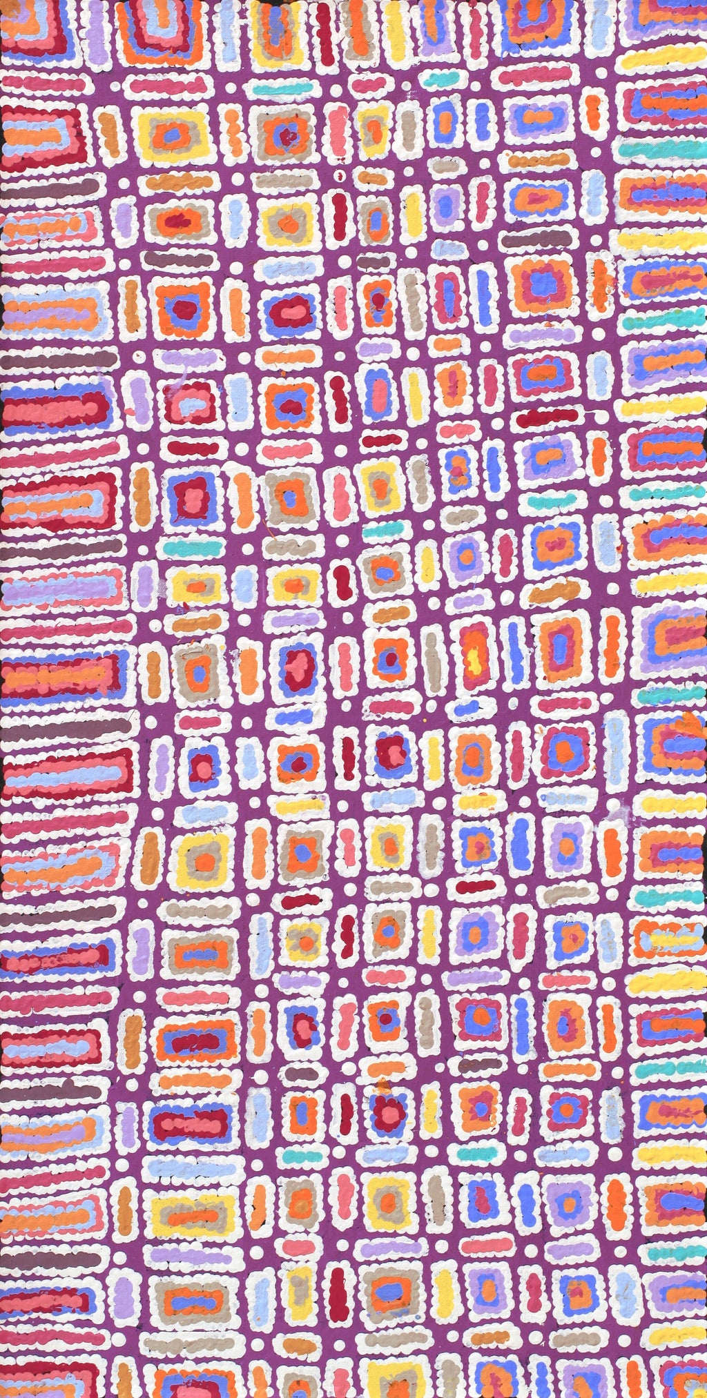 Aboriginal Artwork by Lynette Nangala Singleton, Ngapa Jukurrpa - Puyurru, 91x46cm