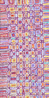 Aboriginal Artwork by Lynette Nangala Singleton, Ngapa Jukurrpa - Puyurru, 91x46cm