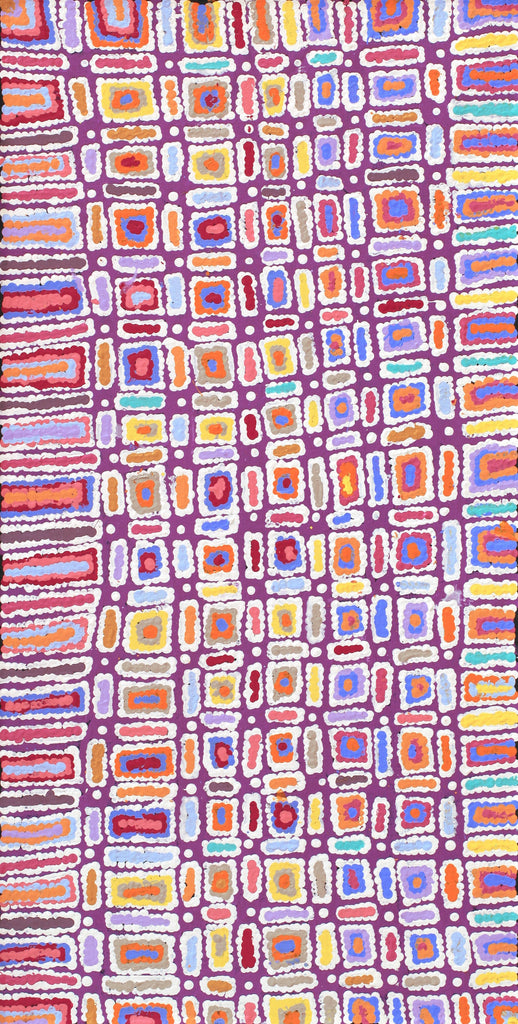Aboriginal Artwork by Lynette Nangala Singleton, Ngapa Jukurrpa - Puyurru, 91x46cm - ART ARK®