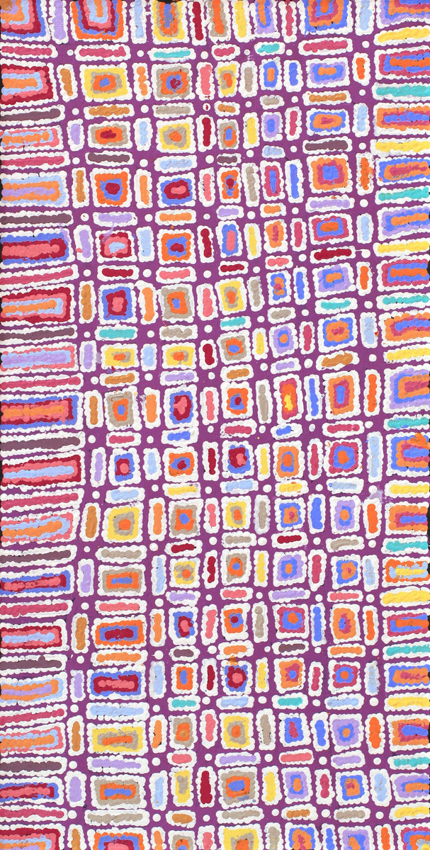 Aboriginal Art by Lynette Nangala Singleton, Ngapa Jukurrpa - Puyurru, 91x46cm - ART ARK®