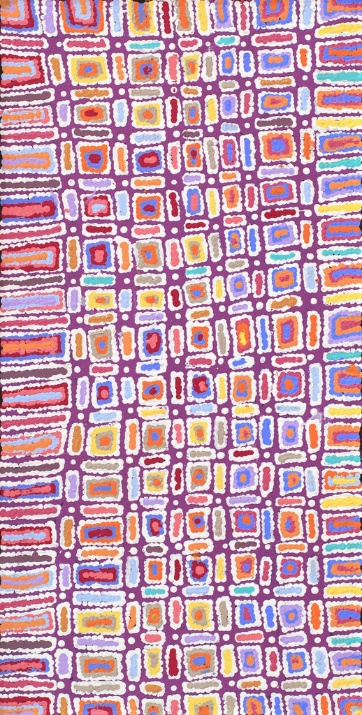 Aboriginal Artwork by Lynette Nangala Singleton, Ngapa Jukurrpa - Puyurru, 91x46cm