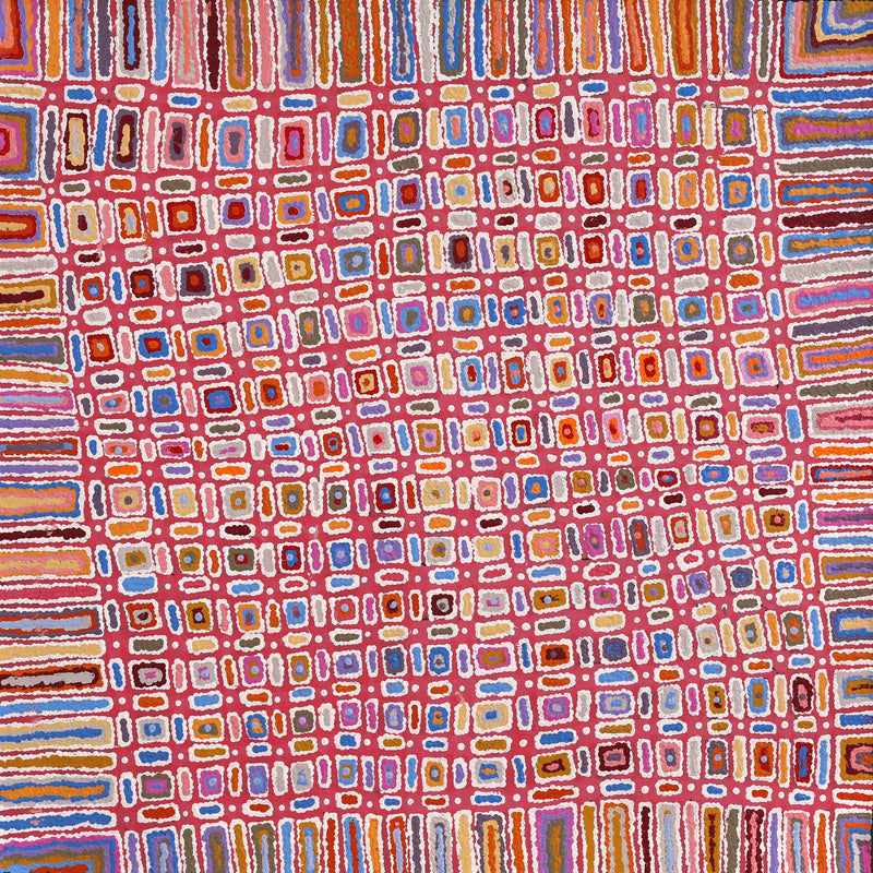 Aboriginal Artwork by Lynette Nangala Singleton, Ngapa Jukurrpa - Puyurru, 91x91cm