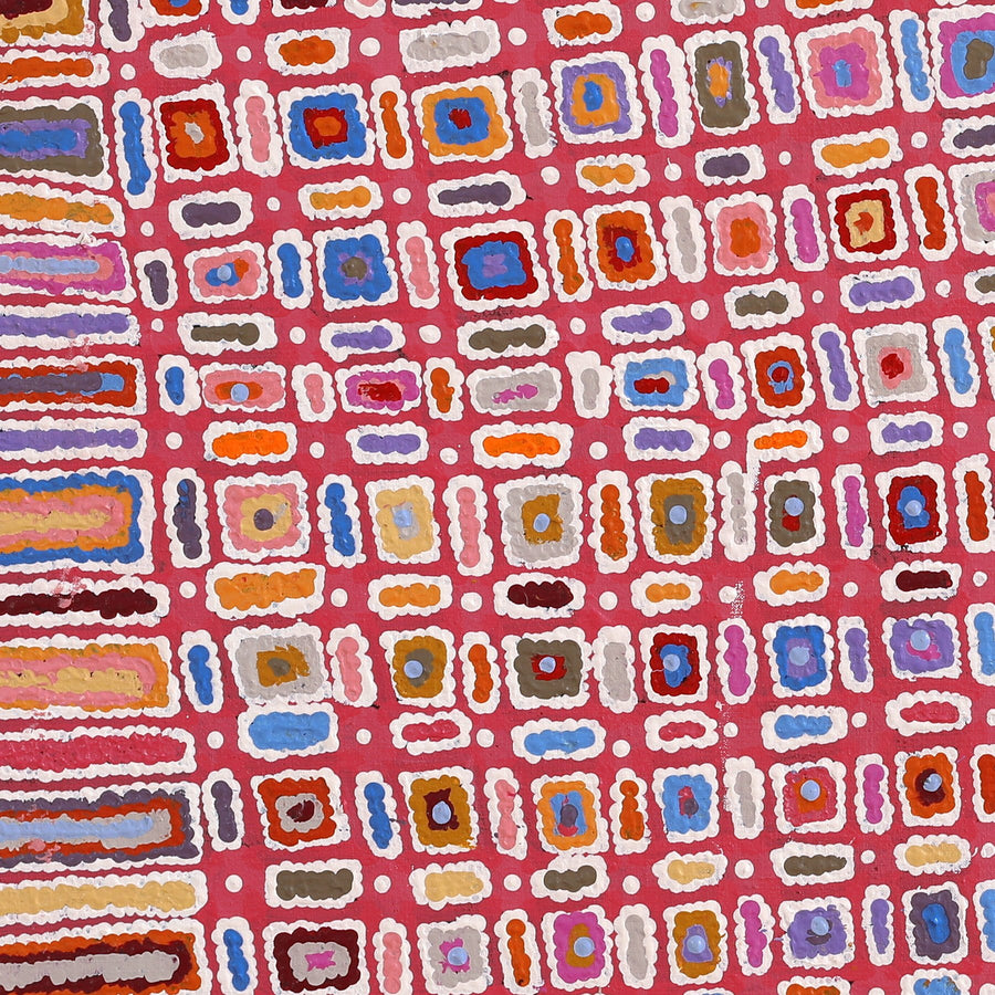 Aboriginal Artwork by Lynette Nangala Singleton, Ngapa Jukurrpa - Puyurru, 91x91cm