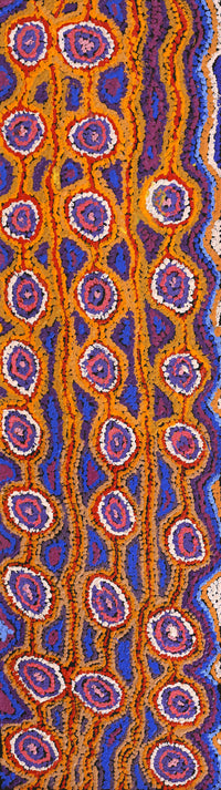 Aboriginal Artwork by Magda Nakamarra Curtis, Lappi Lappi Jukurrpa, 107x30cm
