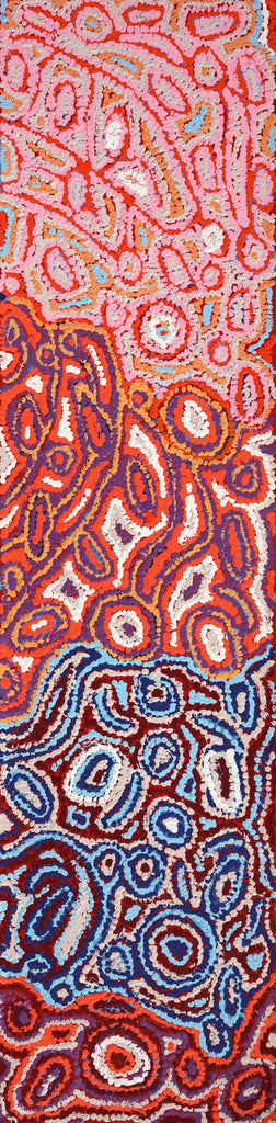 Aboriginal Artwork by Magda Nakamarra Curtis, Lappi Lappi Jukurrpa, 122x30cm