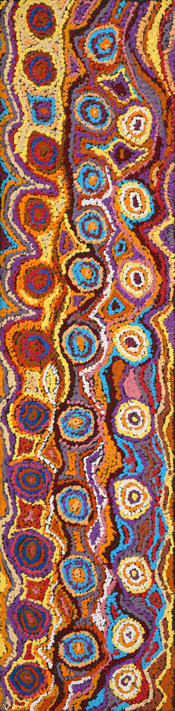 Aboriginal Art by Magda Nakamarra Curtis, Lappi Lappi Jukurrpa, 122x30cm - ART ARK®