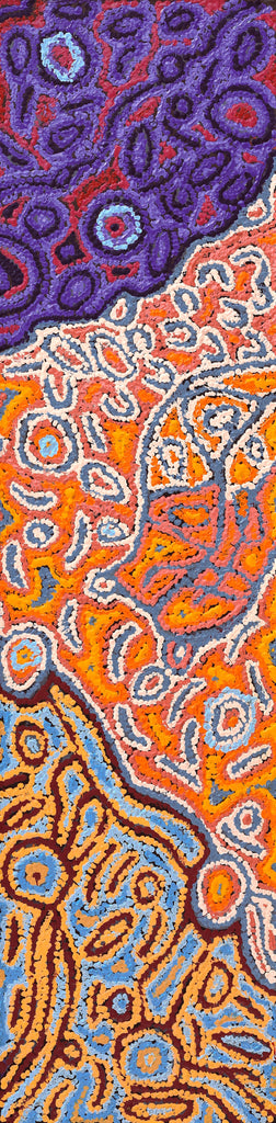 Aboriginal Artwork by Magda Nakamarra Curtis, Lappi Lappi Jukurrpa, 122x30cm
