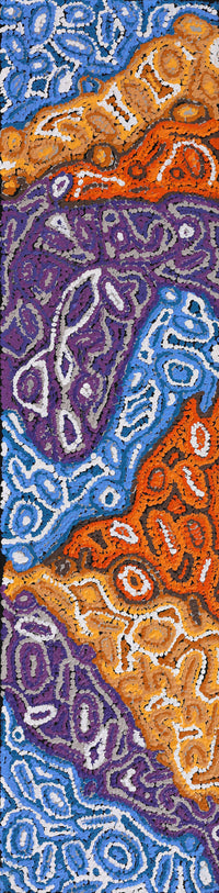 Aboriginal Artwork by Magda Nakamarra Curtis, Lappi Lappi Jukurrpa, 122x30cm