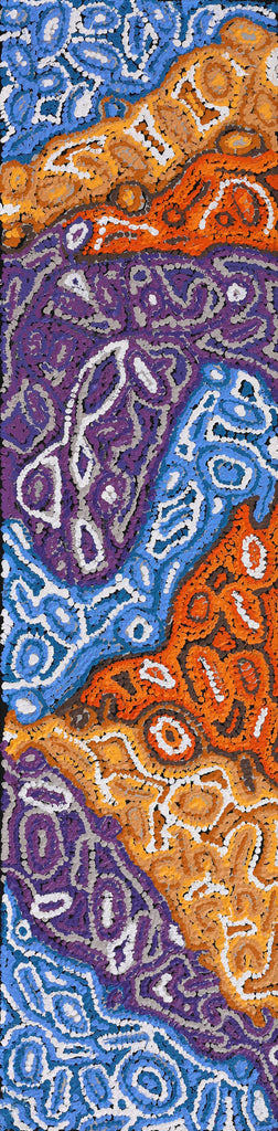 Aboriginal Artwork by Magda Nakamarra Curtis, Lappi Lappi Jukurrpa, 122x30cm