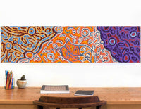 Aboriginal Artwork by Magda Nakamarra Curtis, Lappi Lappi Jukurrpa, 122x30cm