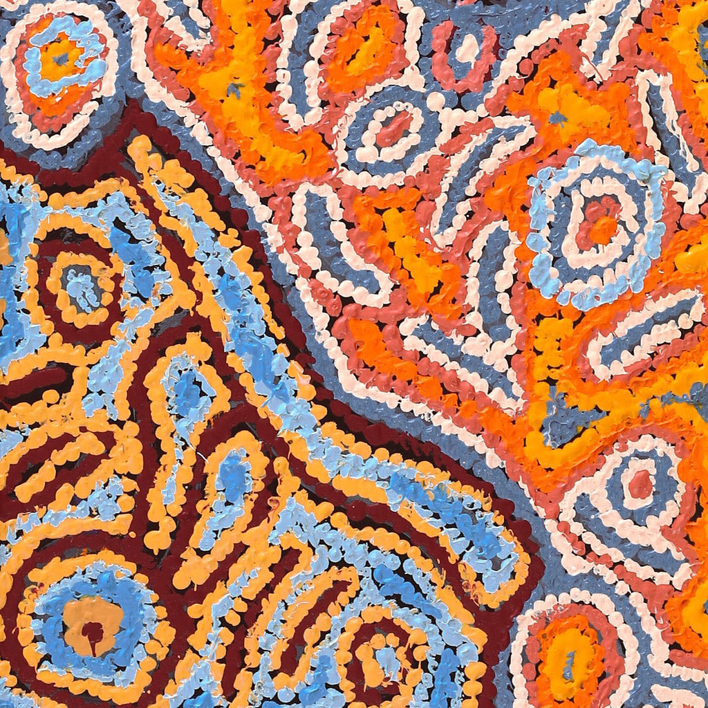 Aboriginal Artwork by Magda Nakamarra Curtis, Lappi Lappi Jukurrpa, 122x30cm