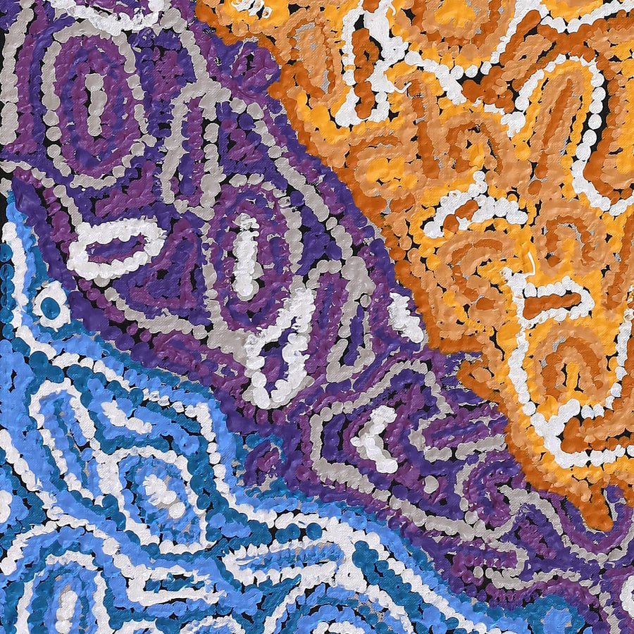 Aboriginal Artwork by Magda Nakamarra Curtis, Lappi Lappi Jukurrpa, 122x30cm