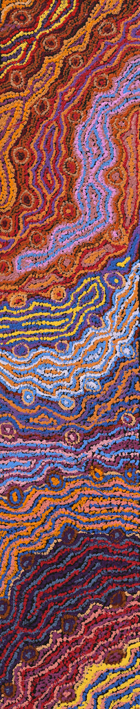 Aboriginal Artwork by Magda Nakamarra Curtis, Lappi Lappi Jukurrpa, 152x30cm