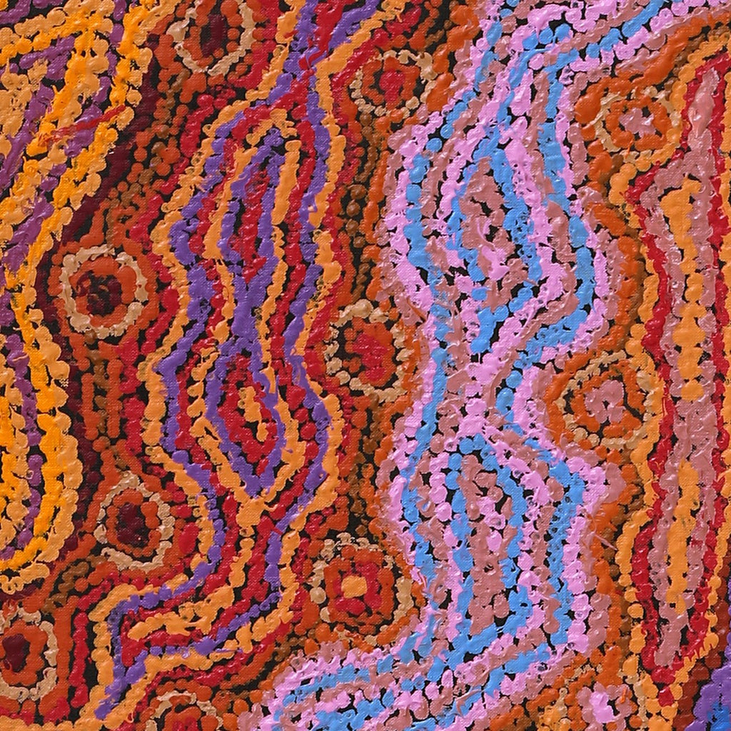 Aboriginal Artwork by Magda Nakamarra Curtis, Lappi Lappi Jukurrpa, 152x30cm
