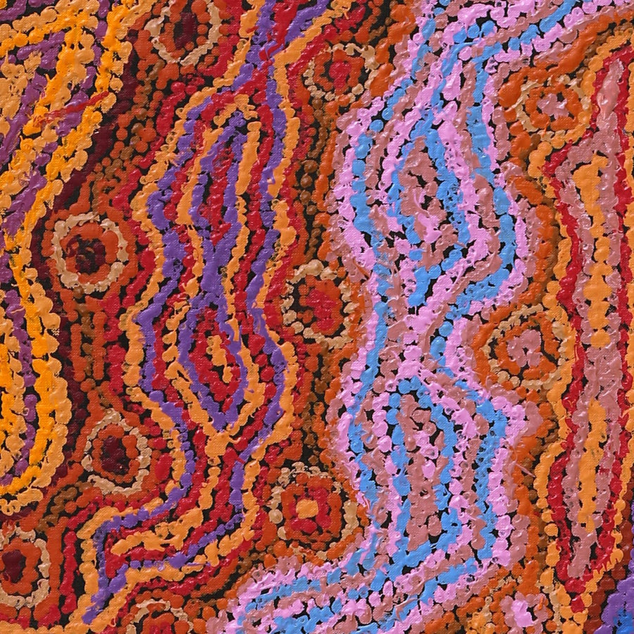 Aboriginal Artwork by Magda Nakamarra Curtis, Lappi Lappi Jukurrpa, 152x30cm