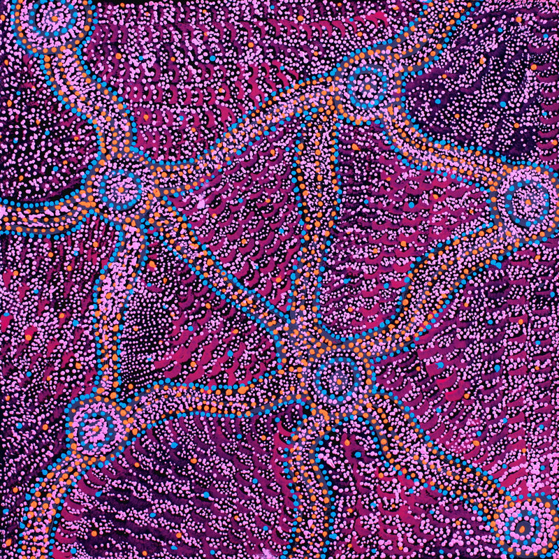 Aboriginal Artwork by Magda Nakamarra Curtis, Lappi Lappi Jukurrpa, 61x61cm