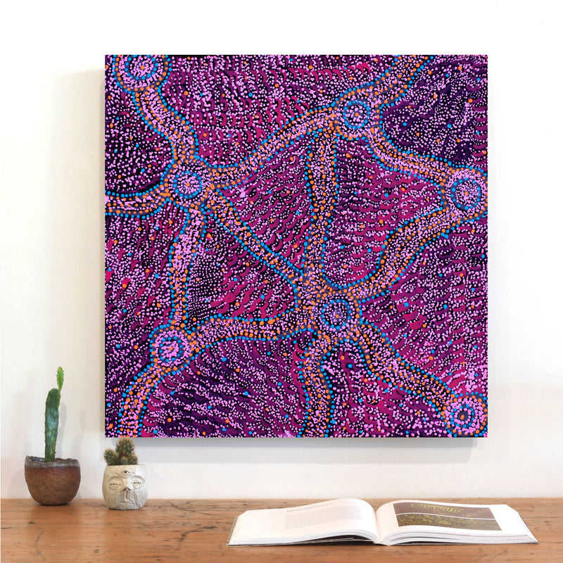 Aboriginal Artwork by Magda Nakamarra Curtis, Lappi Lappi Jukurrpa, 61x61cm